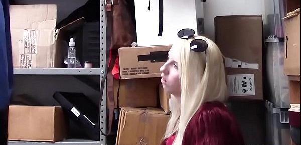  Blonde teen thief busted and fucked by a horny officer